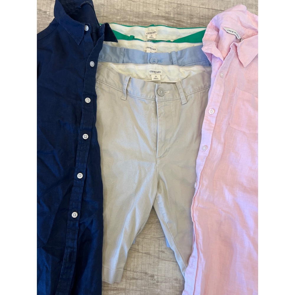 Lot‎ of 3 Crewcuts Chino Shorts & Janie And Jack Long Sleeve Linen  Shirts Sz 14